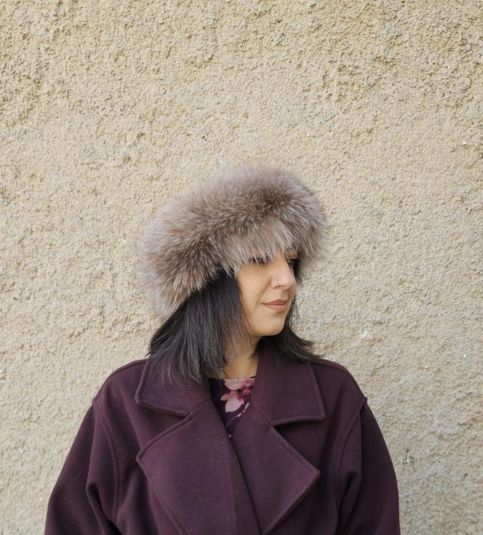 Real Fox Fur Headband in natural color the ideal Winter Earwarmer Accessory. - Image 5