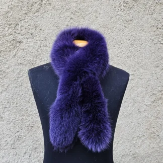 Real Fur Fox Scarf in purple color