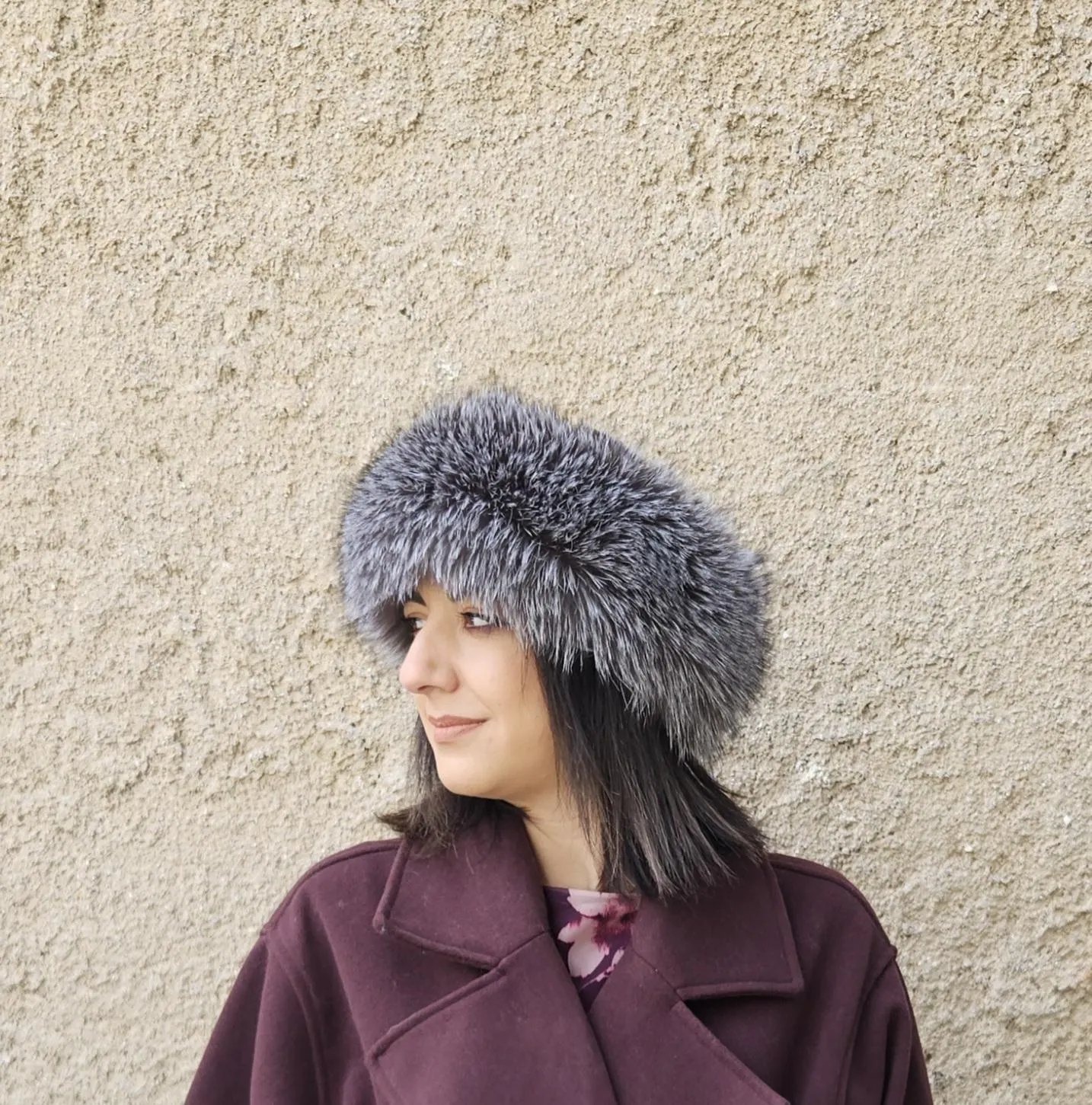 Real Fox Fur Headband in silver color the ideal Winter Earwarmer Accessory - Image 3