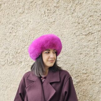 Real Fox Fur Headband in fuchsia color the ideal Winter Earwarmer Accessory