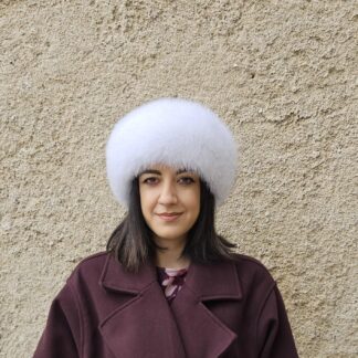 Real Fox Fur Headband in white color the ideal Winter Earwarmer Accessory