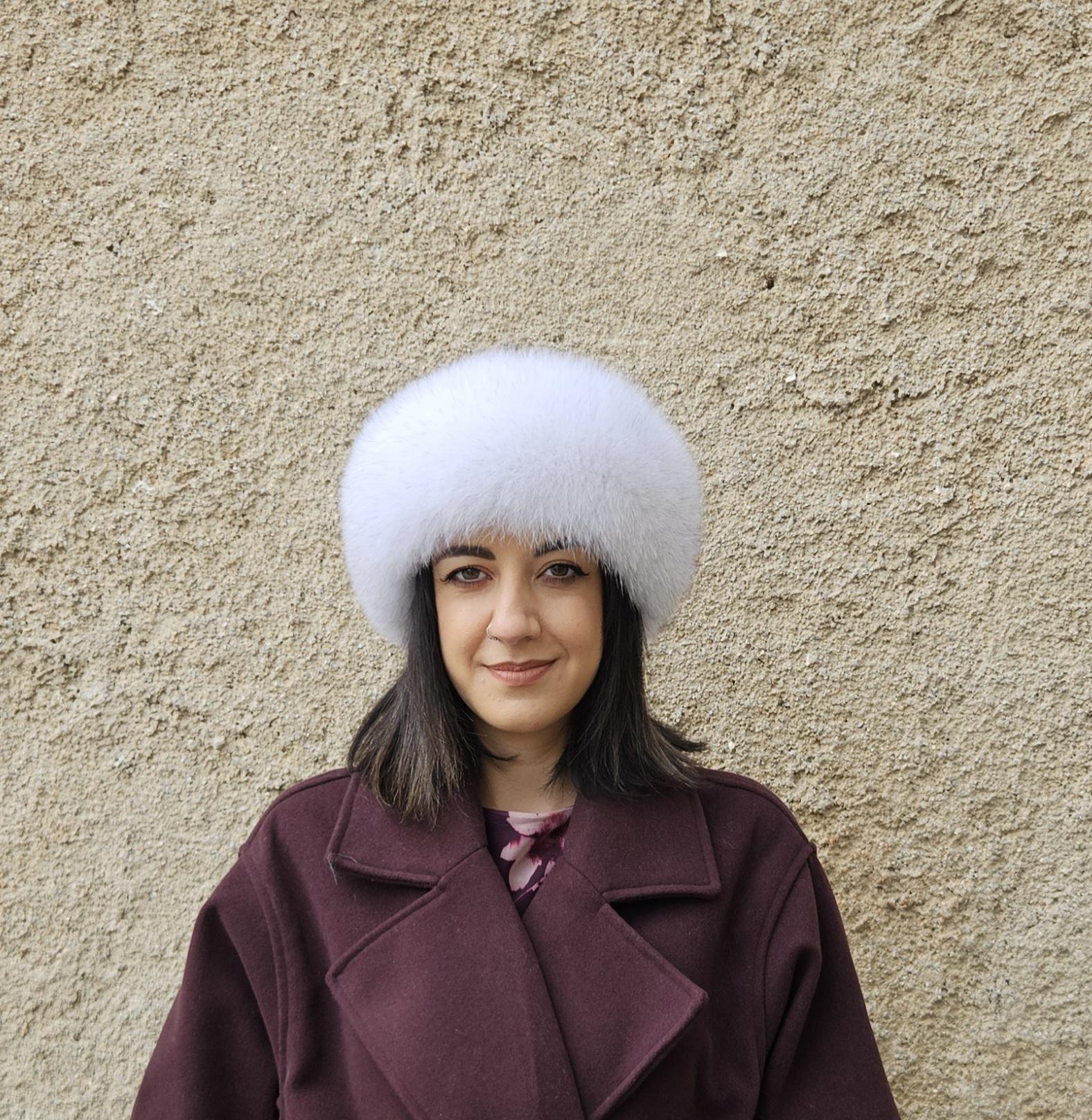 Real Fox Fur Headband in white color the ideal Winter Earwarmer Accessory - Image 3