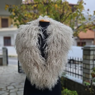 Real Mongolian Fur Collar in white color