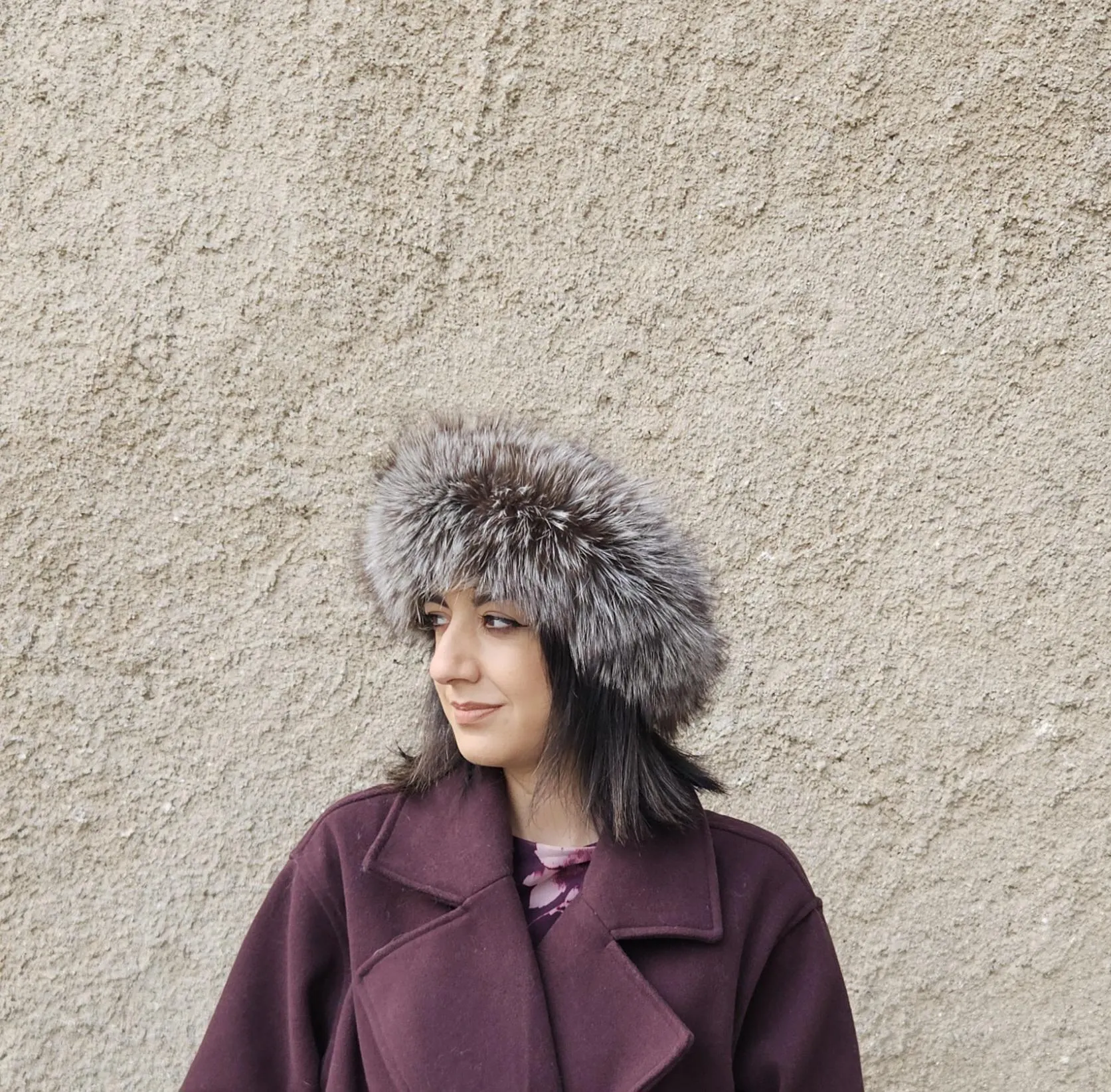 Real Fox Fur Headband in silver brown color the ideal Winter Earwarmer Accessory - Image 3