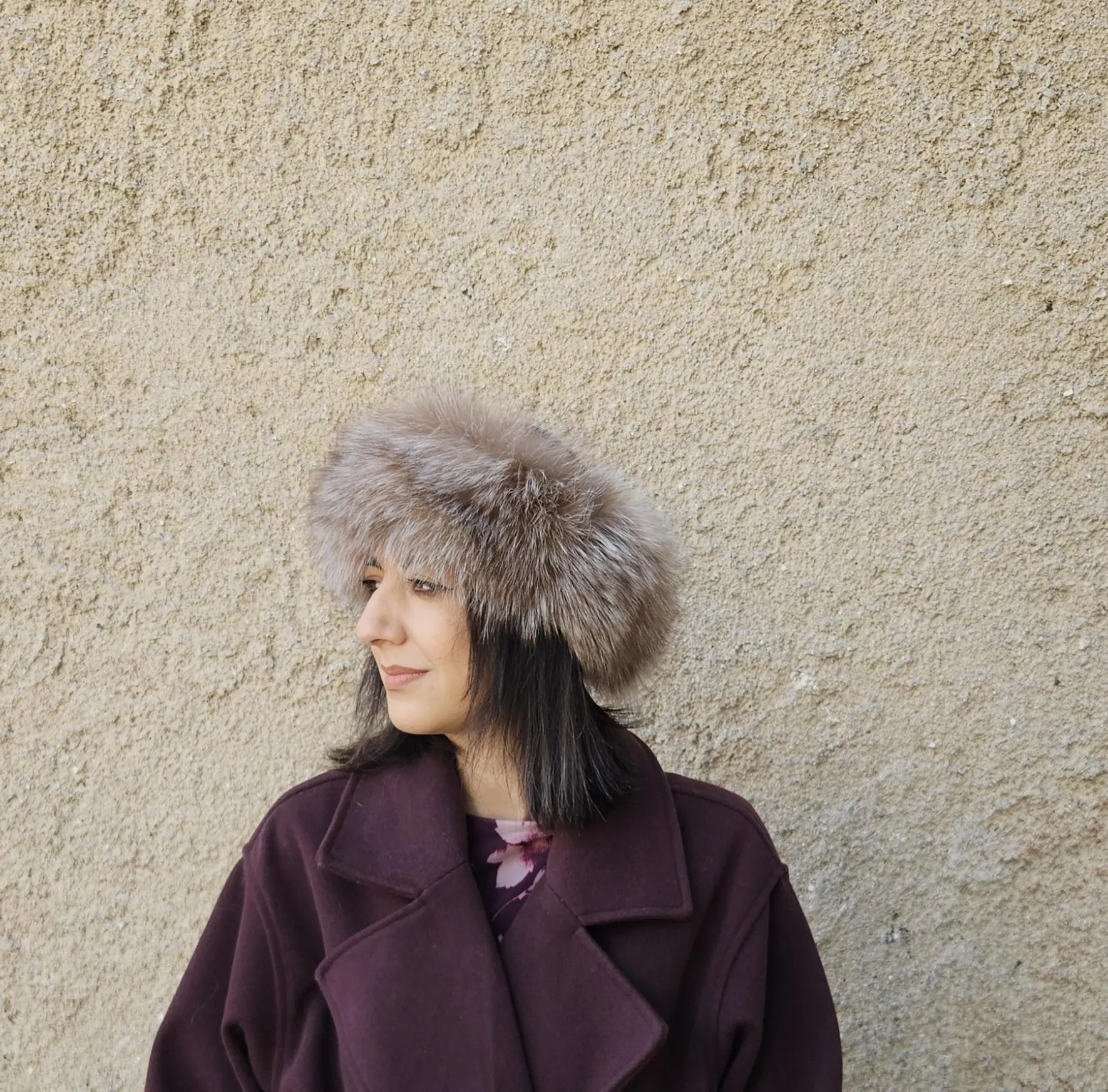 Real Fox Fur Headband in natural color the ideal Winter Earwarmer Accessory. - Image 4