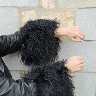 Real Fur Mongolian Cuffs in black color