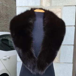 Real Fox Fur Collar in brown color