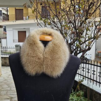 Real Fox Fur Collar in beige color