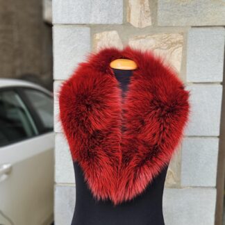 Real Fox Fur Collar in red color