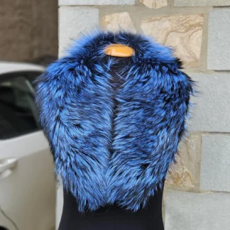 Real Fox Fur Collar in blue color