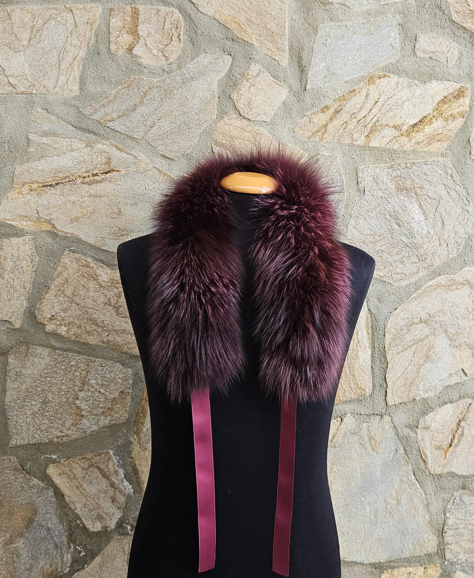 Real Fox Fur Collar with ribbon - Image 3