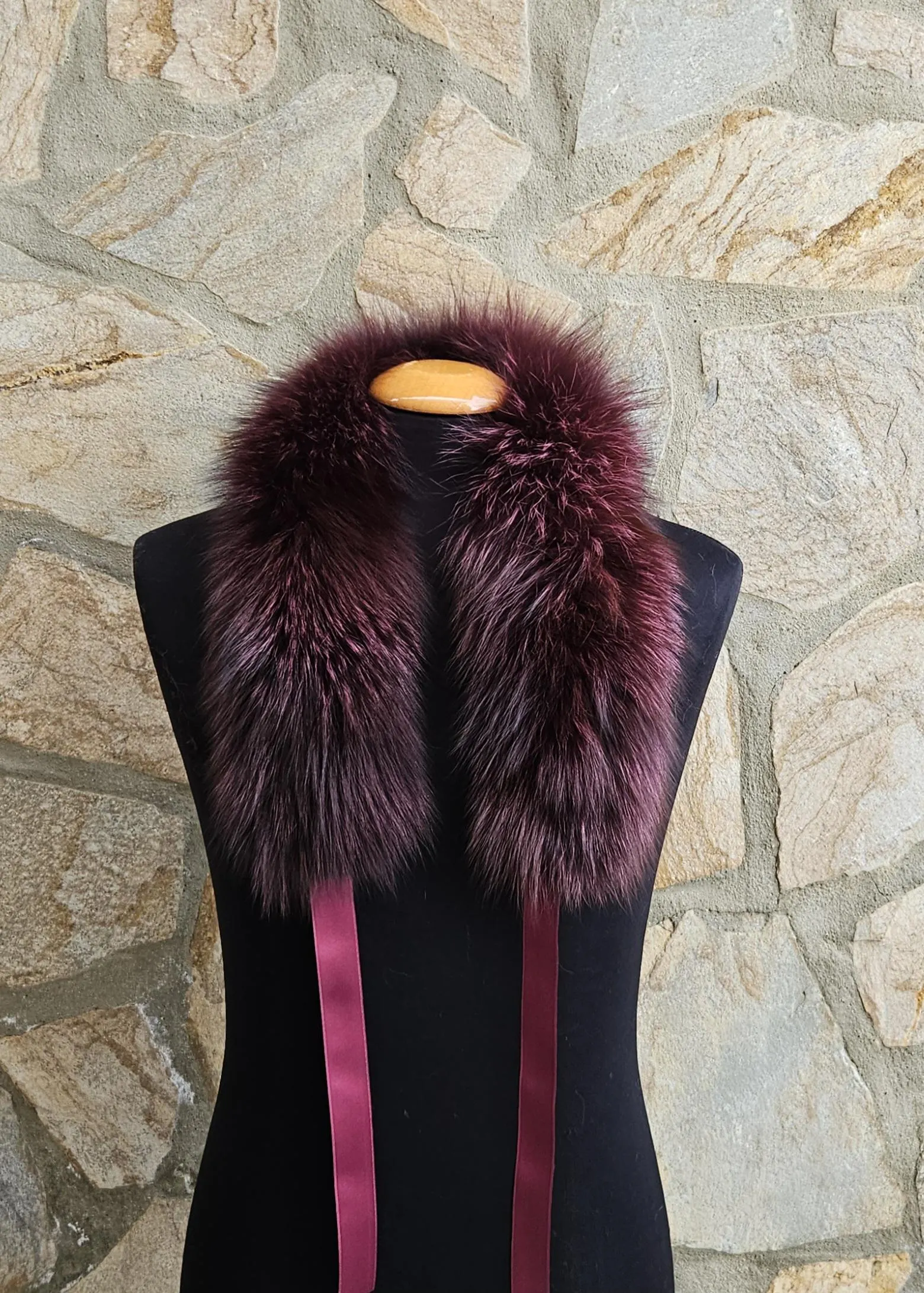 Real Fox Fur Collar with ribbon - Image 4