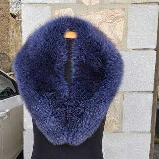 Real Fox Fur Collar in blue color
