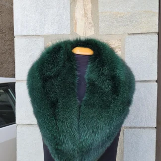 Real Fox Fur Collar in green color