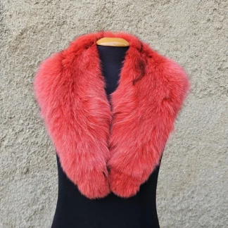 Real Fox Fur Collar in red color