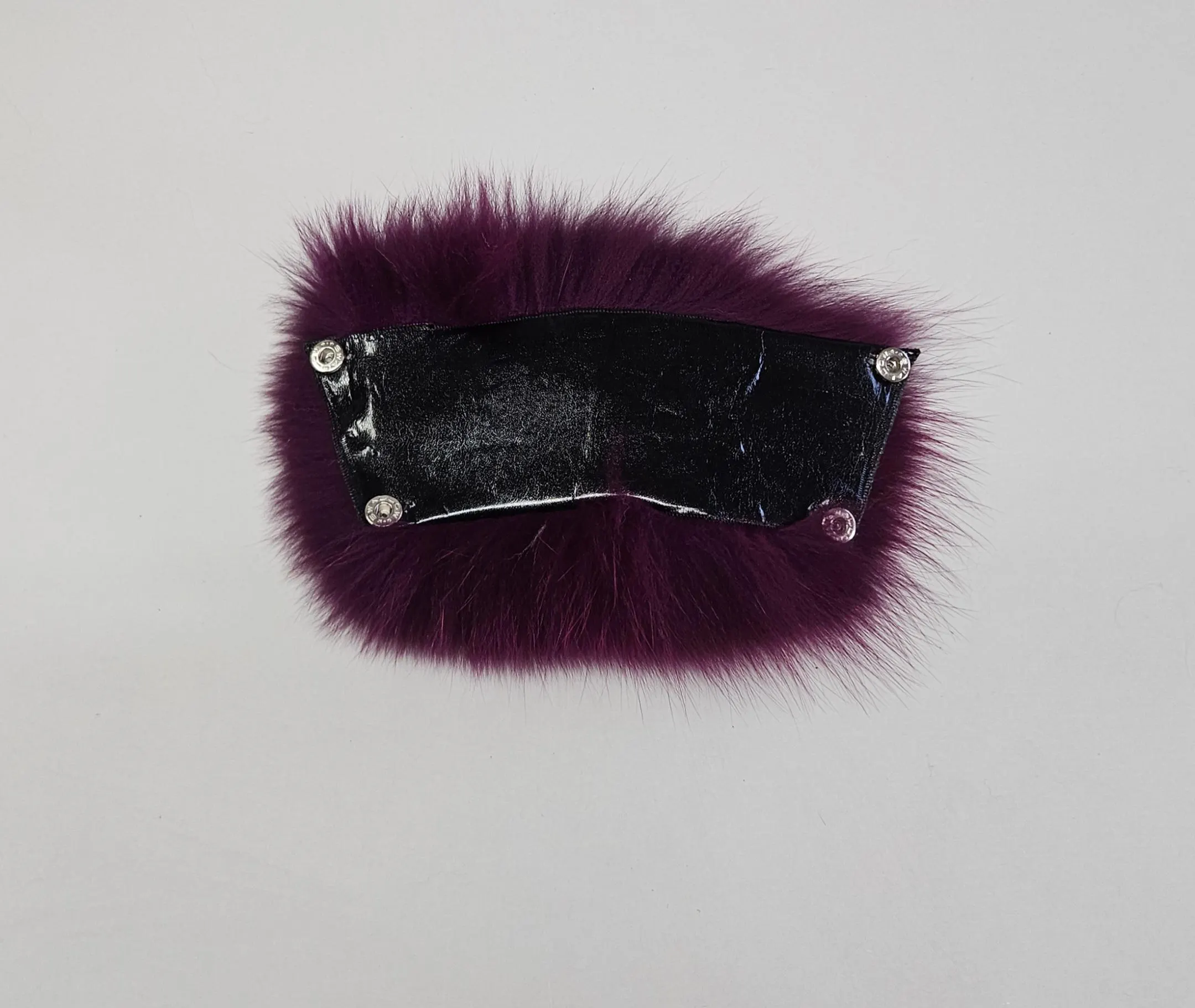 Real Fox Fur Slides in magenta color - Image 6