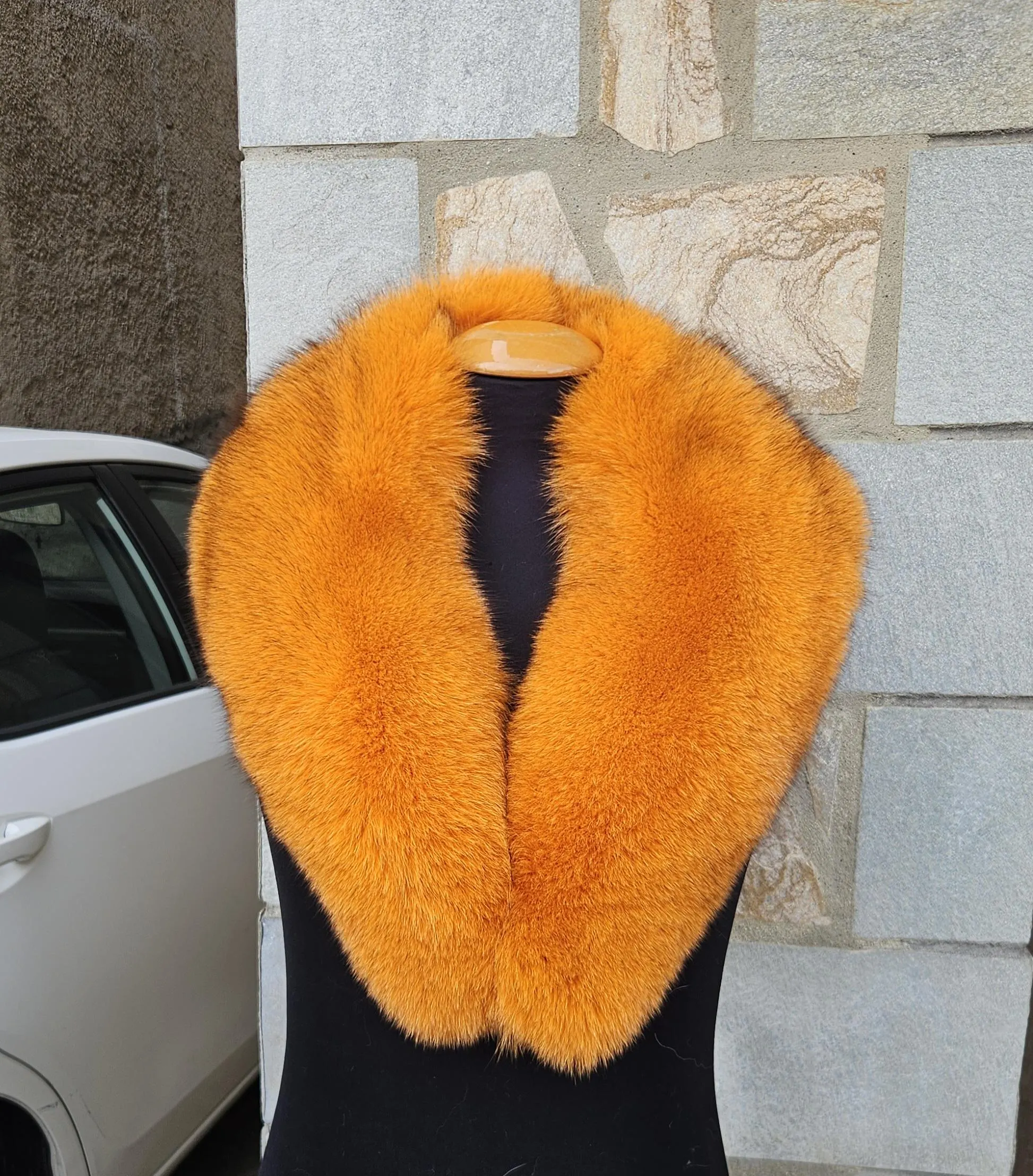 Real Fox Fur Collar in orange color