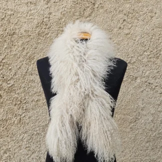 Real Mongolian Sheep Fur Scarf in beige color