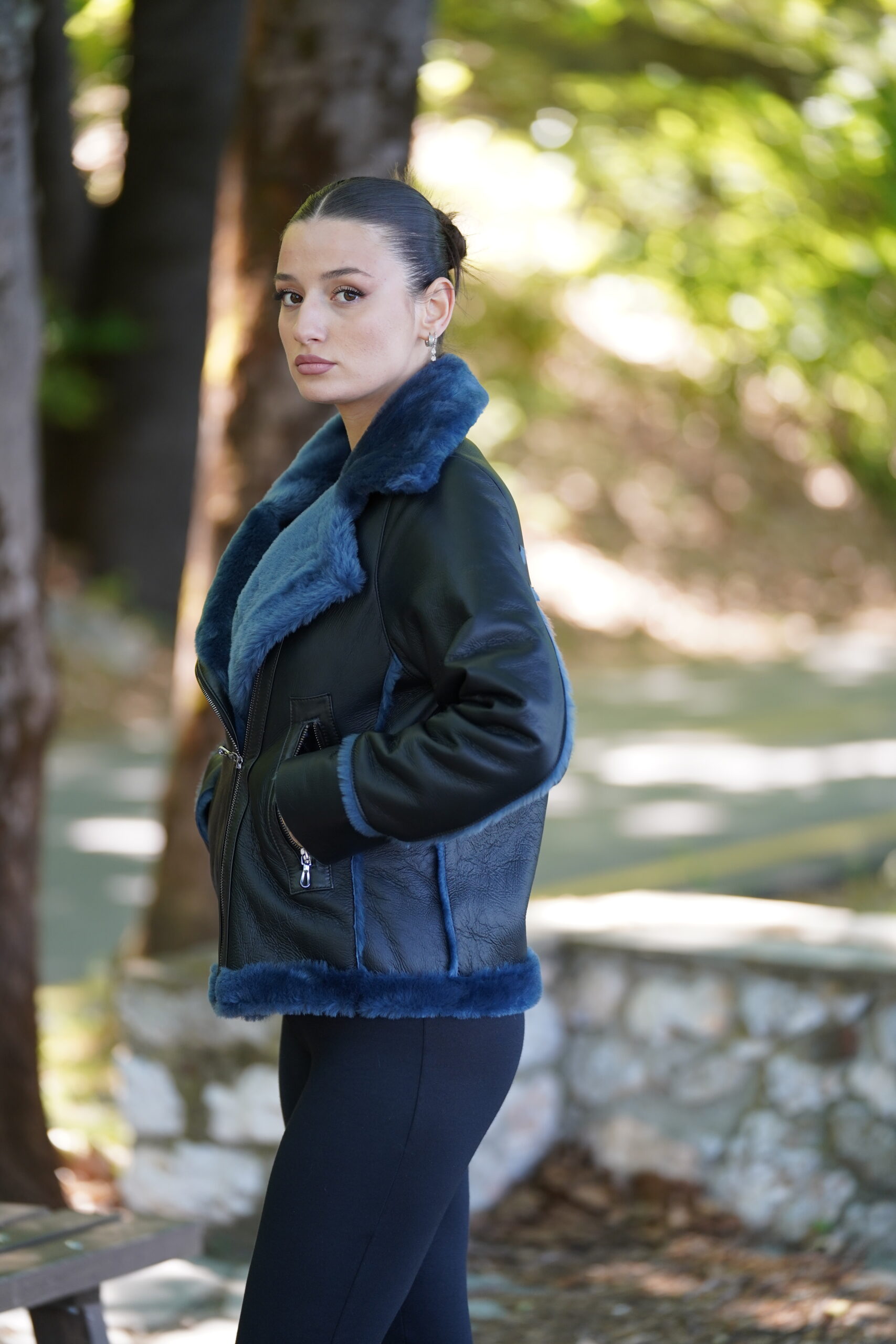 Elevate Your Winter Wardrobe with Real Black Sheepskin Fur Biker Jacket, Women’s Elegant Outerwear - Image 5
