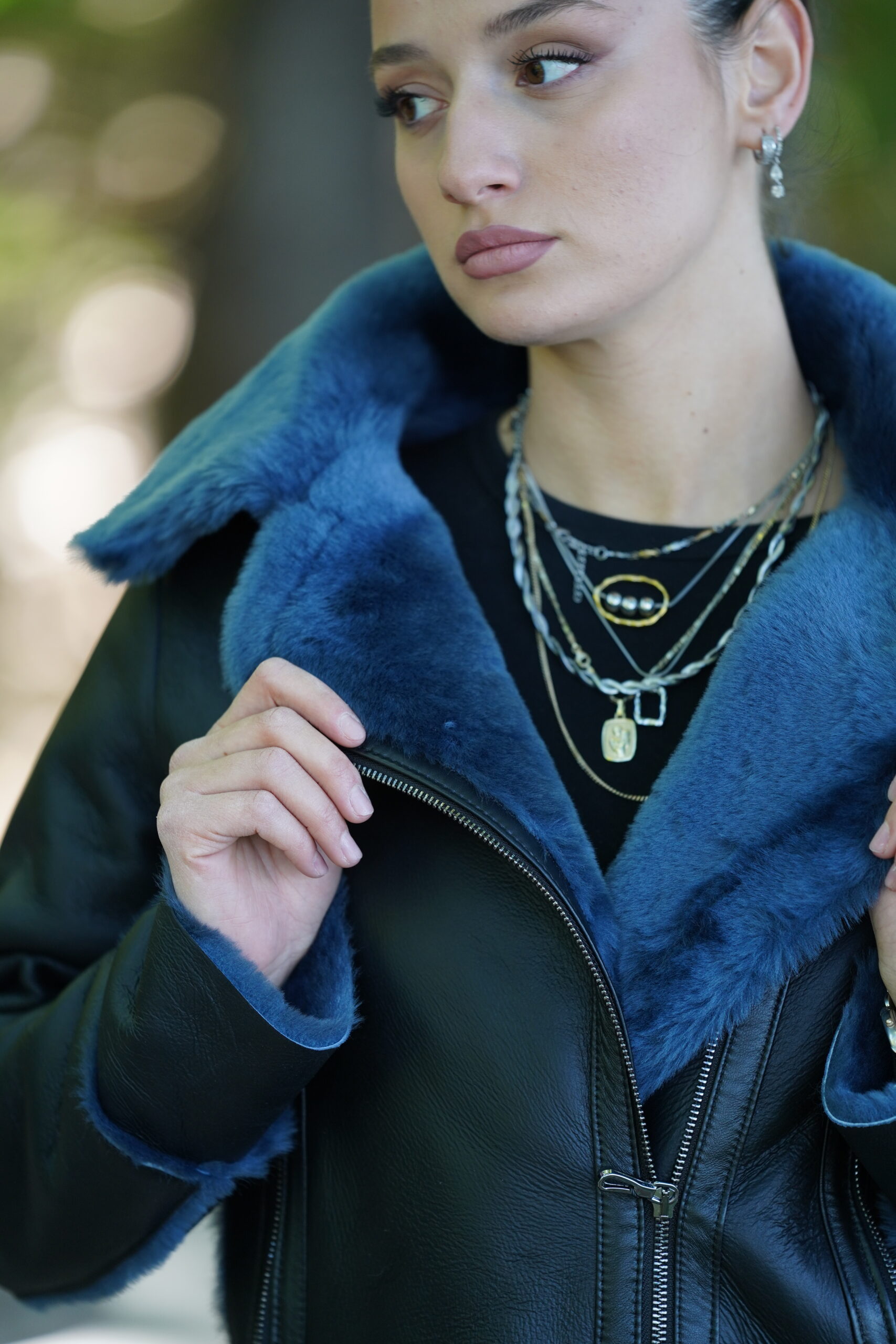 Elevate Your Winter Wardrobe with Real Black Sheepskin Fur Biker Jacket, Women’s Elegant Outerwear - Image 4