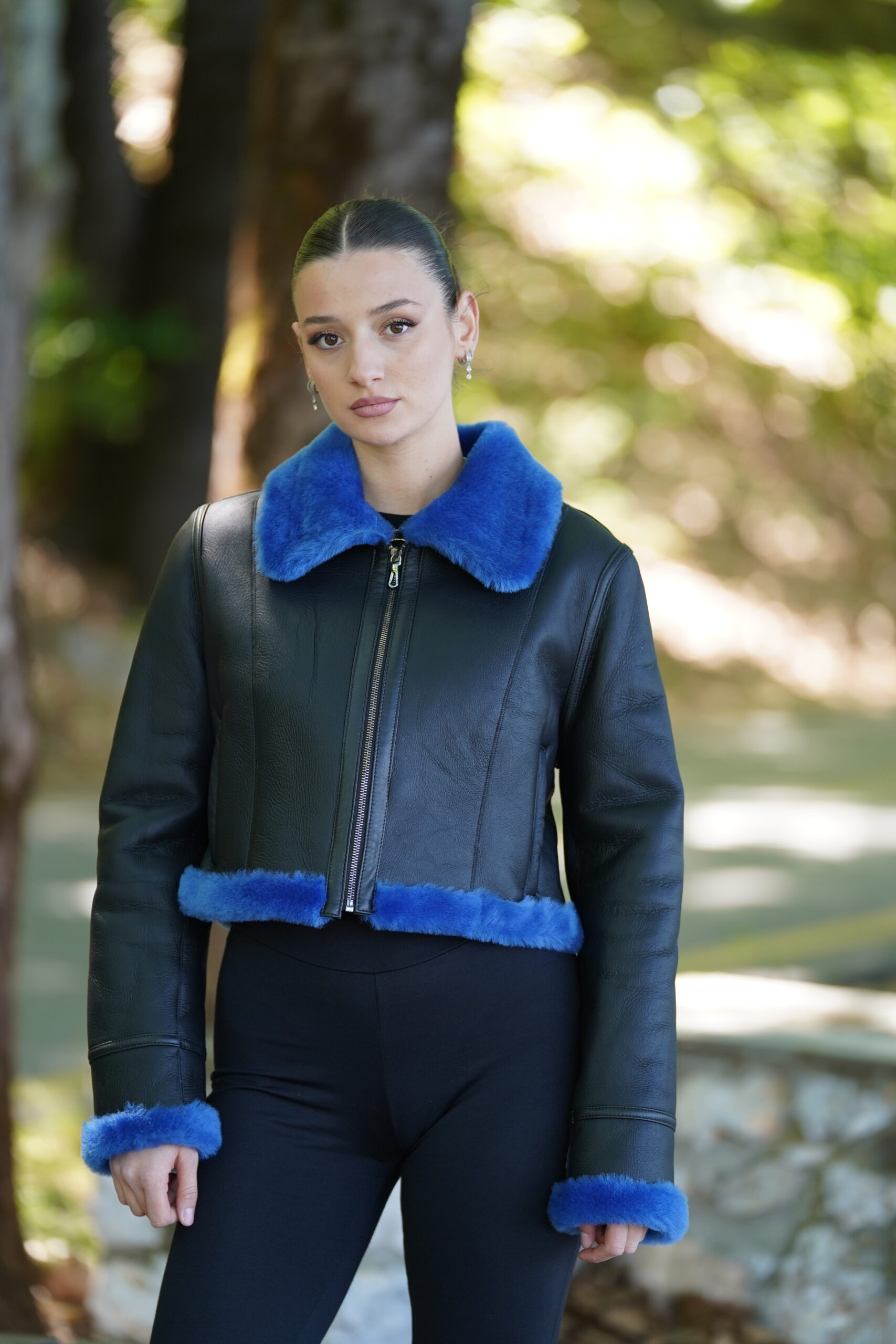 Elevate Your Winter Wardrobe with Real Black Sheepskin Fur Biker Jacket, Women’s Elegant Outerwear - Image 3