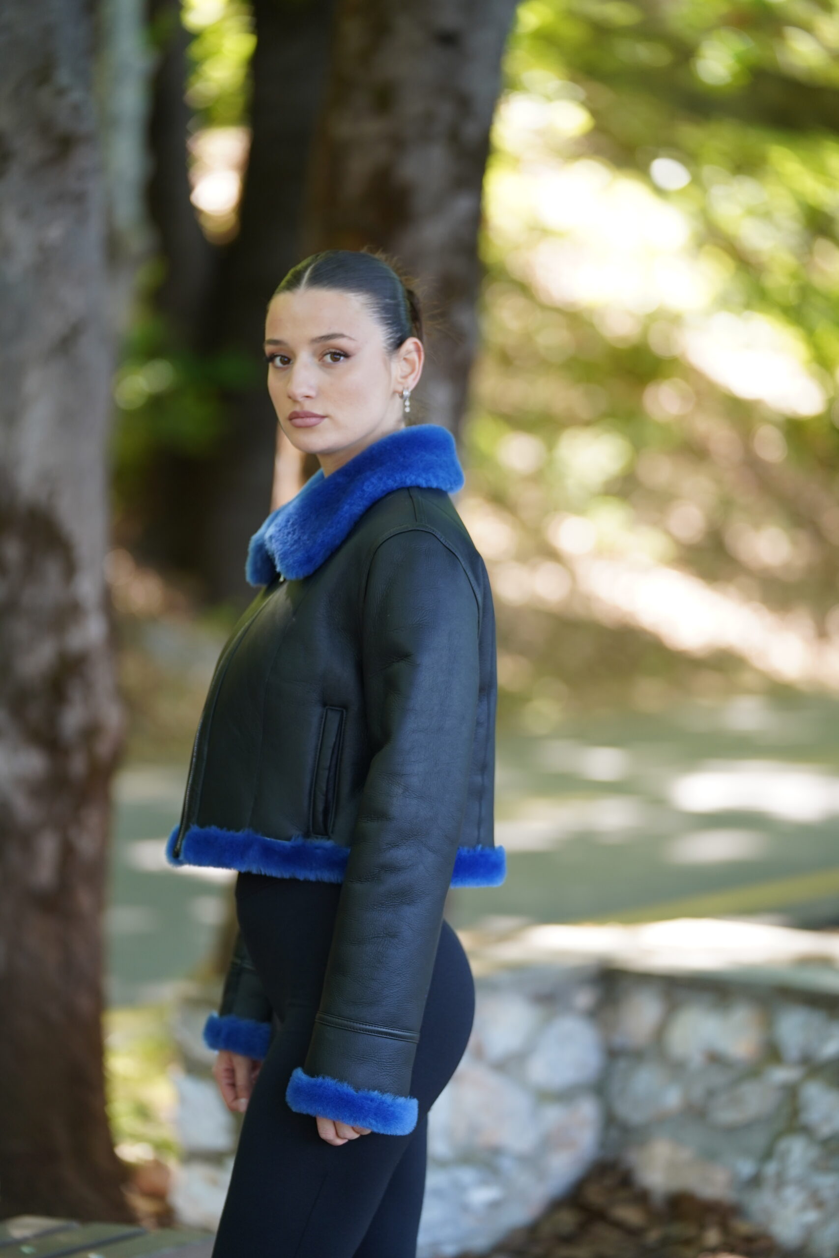 Elevate Your Winter Wardrobe with Real Black Sheepskin Fur Biker Jacket, Women’s Elegant Outerwear - Image 5