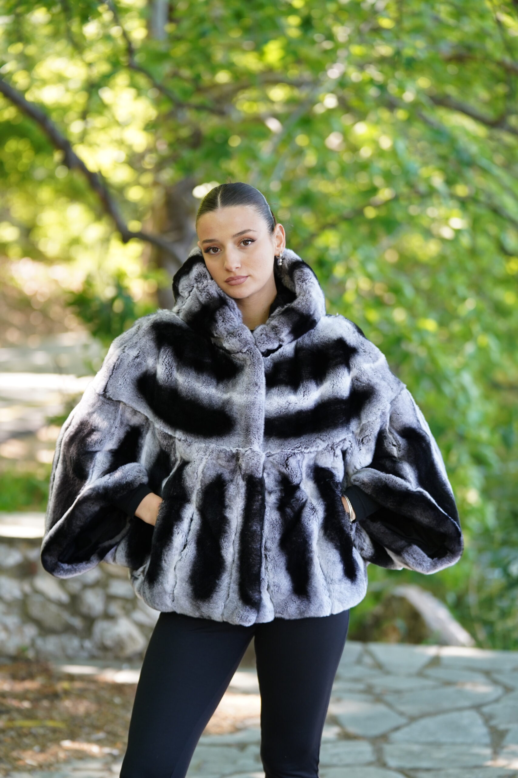 Elevate Your Winter Wardrobe with Real Rex Rabbit Fur Coat, Women’s Elegant Outerwear