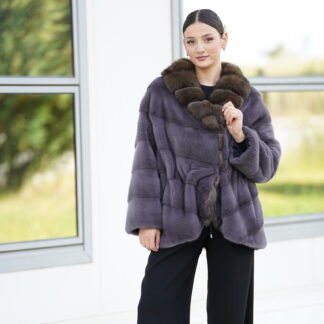 Elevate Your Winter Wardrobe with Real Mink Fur Coat with Sobol Fur, Women’s Elegant Outerwear