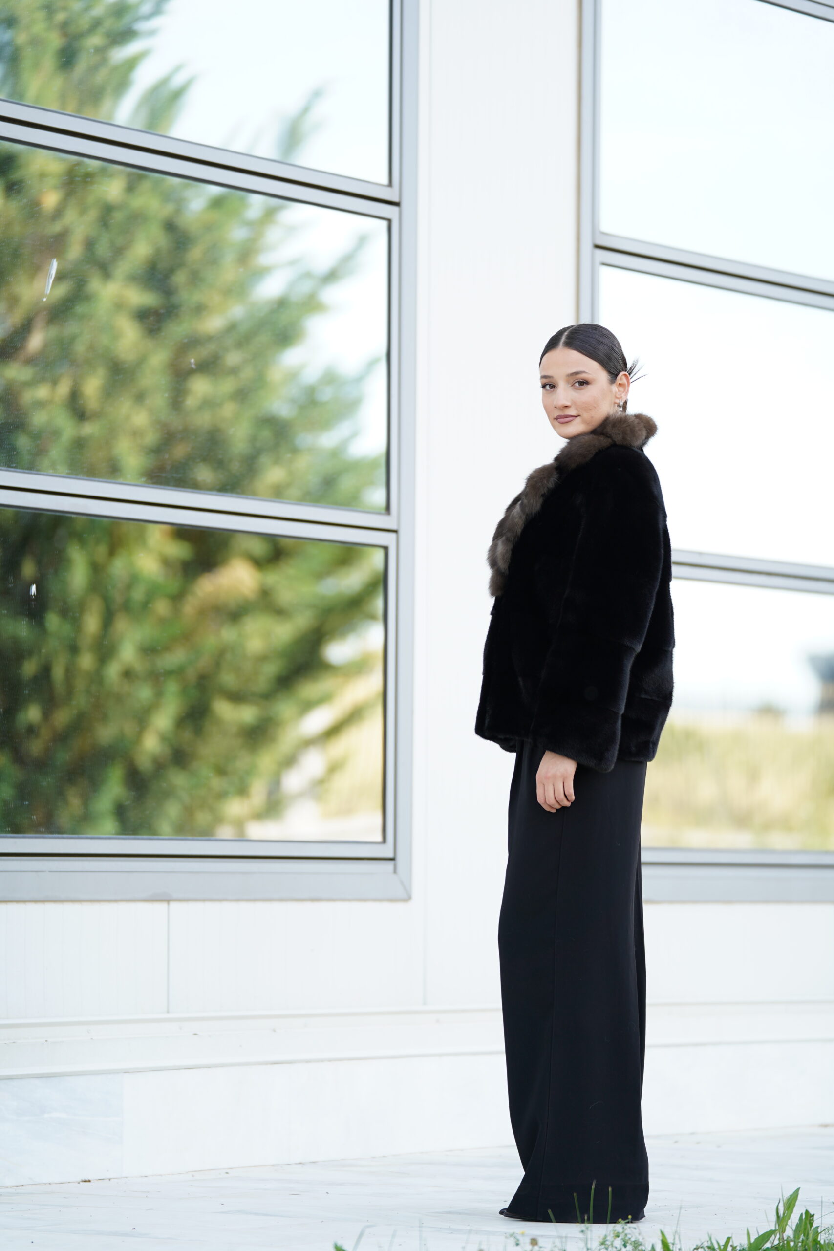 Elevate Your Winter Wardrobe with Real Mink Black Velvet Fur Coat with Sobol Fur, Women’s Elegant Outerwear - Image 6