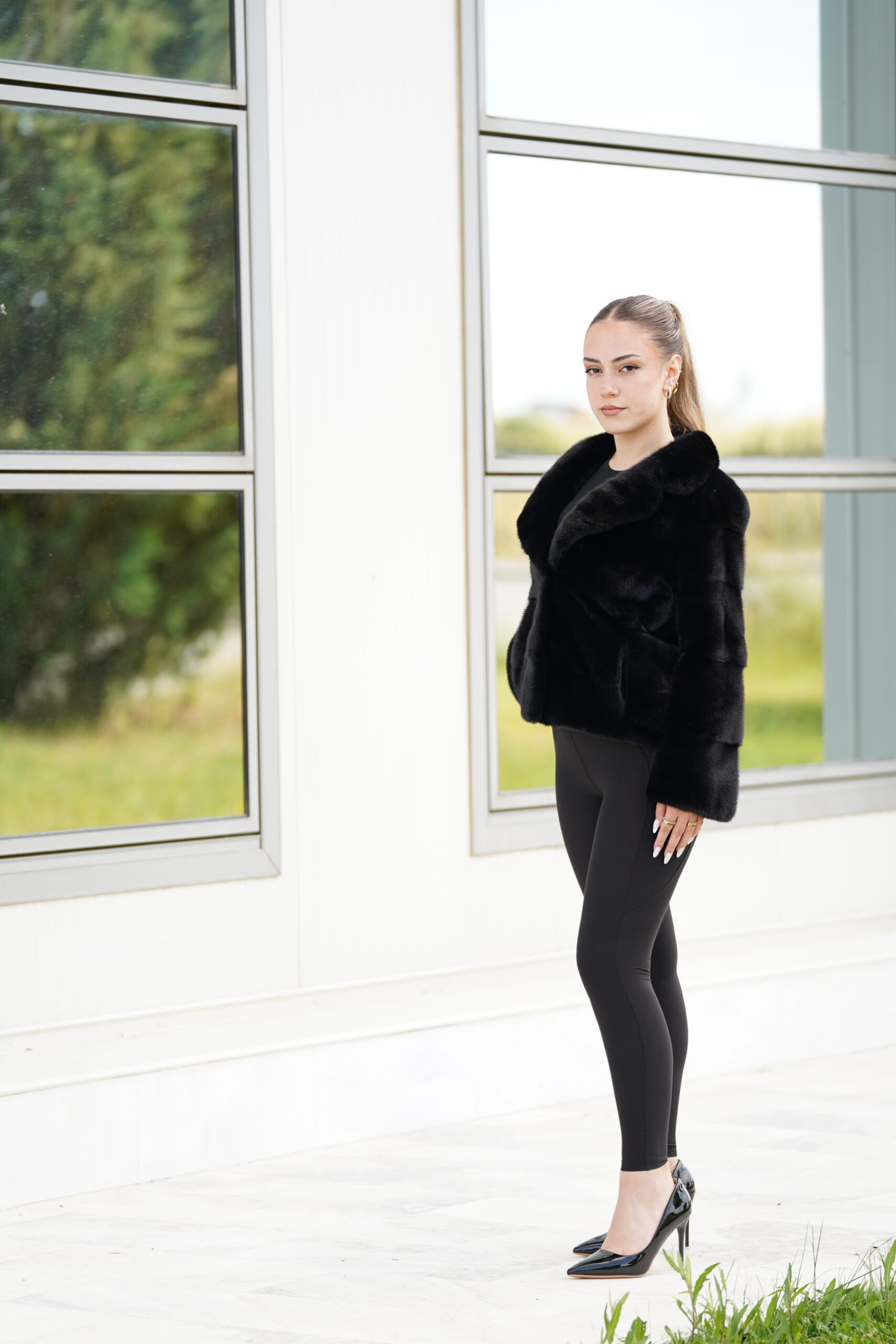 Elevate Your Winter Wardrobe with Real Mink Blue Black Fur Coat, Women’s Elegant Outerwear - Image 3