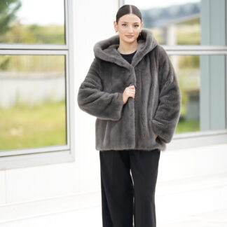 Elevate Your Winter Wardrobe with Real Mink Fur Coat with Hood, Women’s Elegant Outerwear