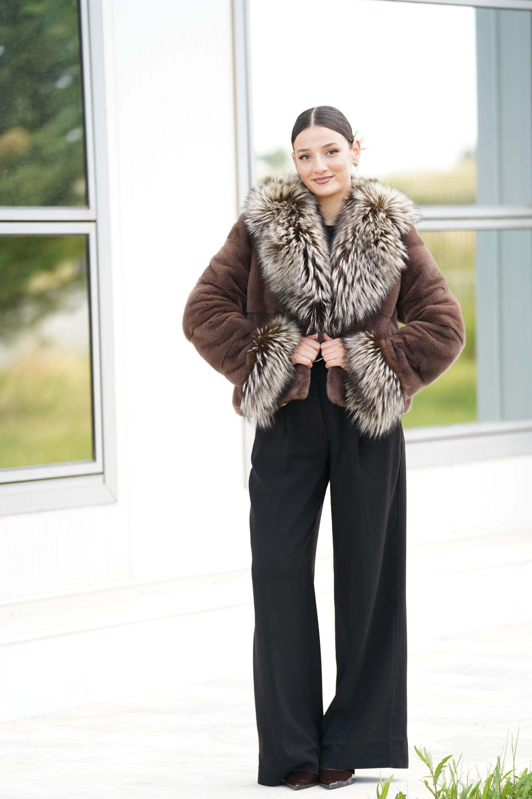 Elevate Your Winter Wardrobe with Real Mink Fur Coat with Fox Fur Trim, Women’s Elegant Outerwear - Image 3