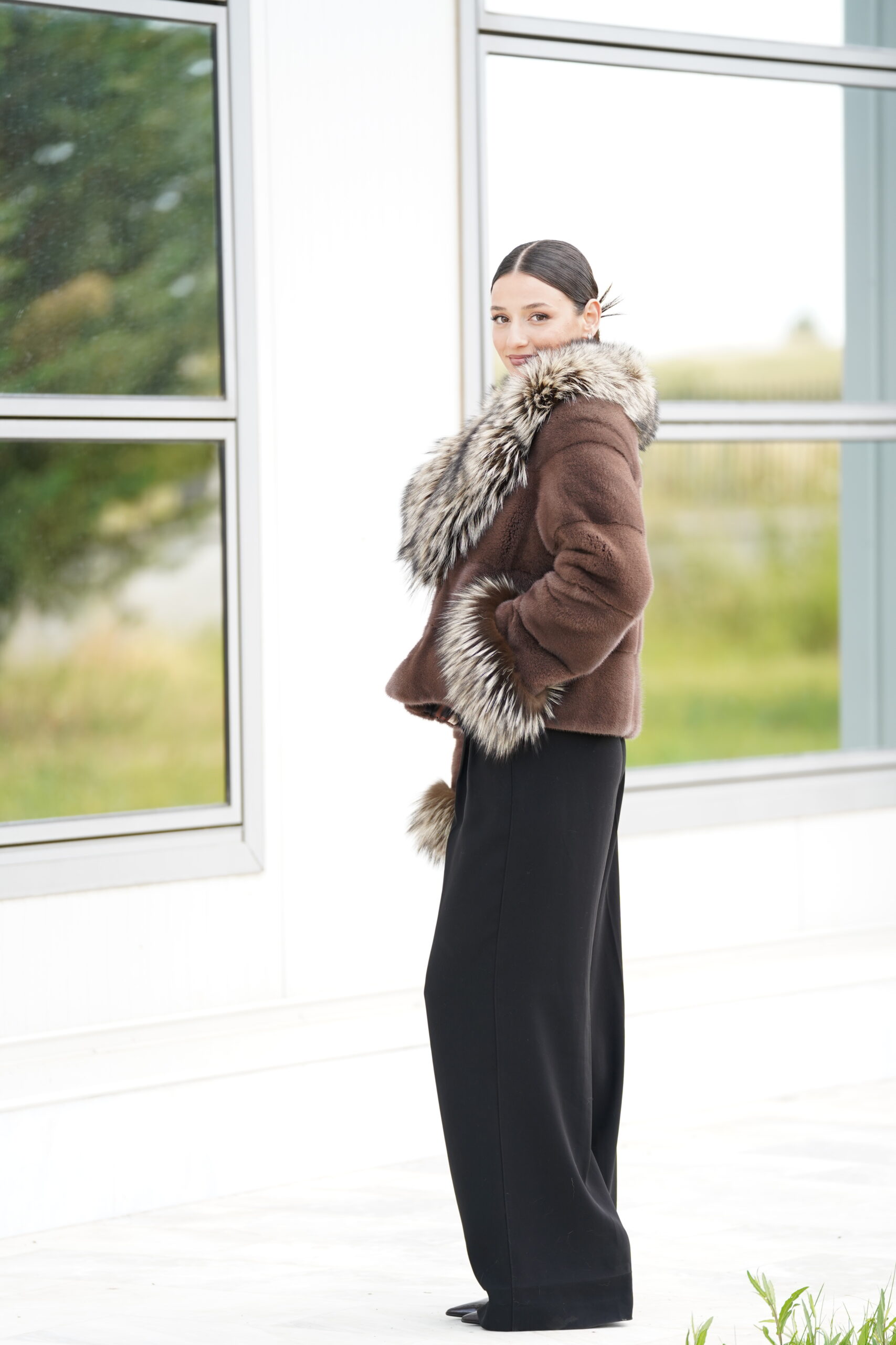 Elevate Your Winter Wardrobe with Real Mink Fur Coat with Fox Fur Trim, Women’s Elegant Outerwear - Image 4