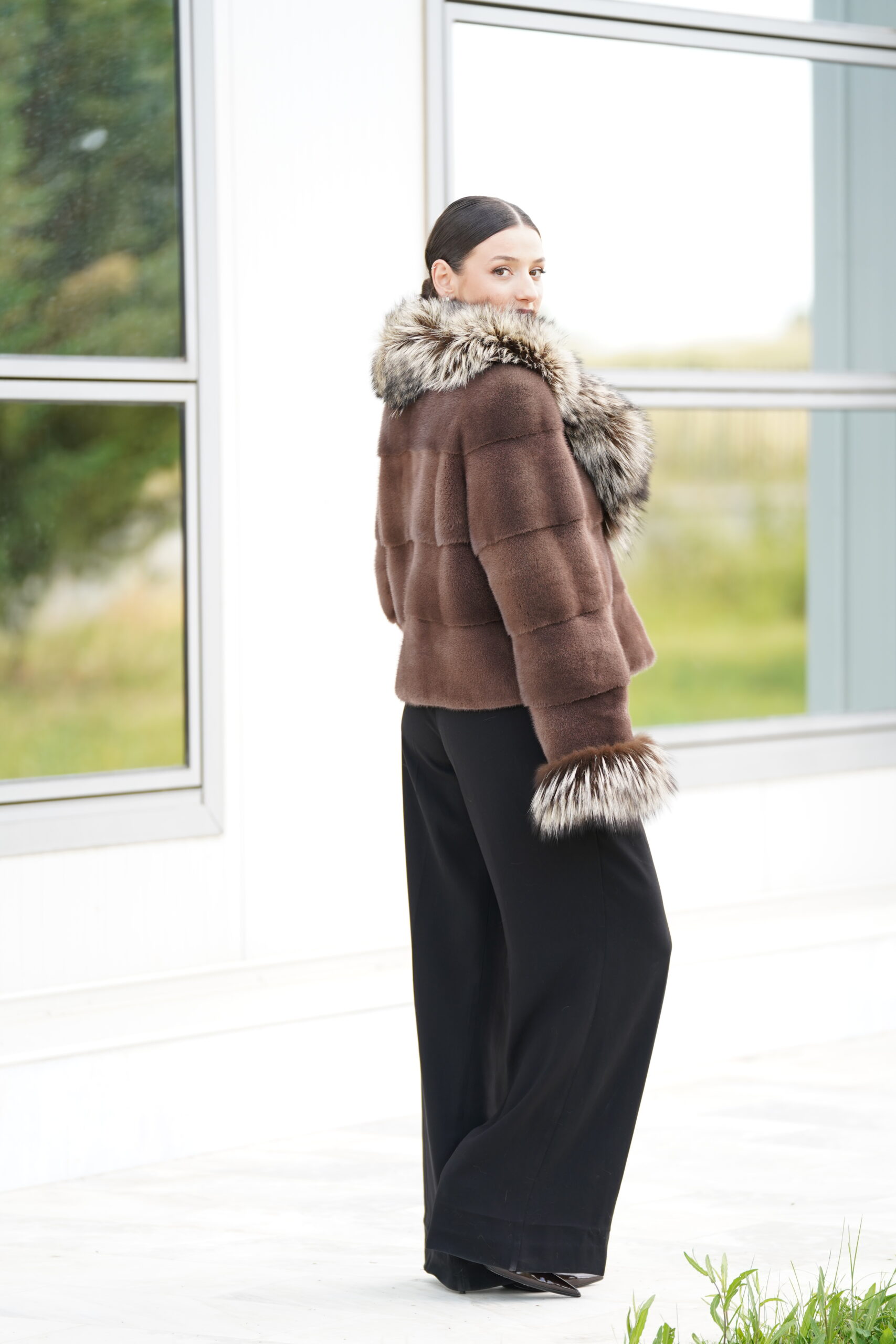 Elevate Your Winter Wardrobe with Real Mink Fur Coat with Fox Fur Trim, Women’s Elegant Outerwear - Image 6