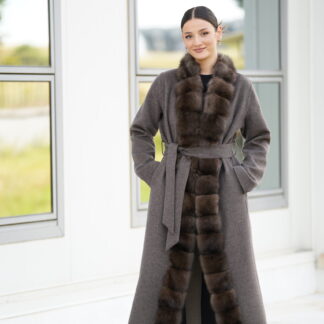 Elevate Your Winter Wardrobe with Cashmere Coat with Real Sobol Fur, Women’s Elegant Outerwear