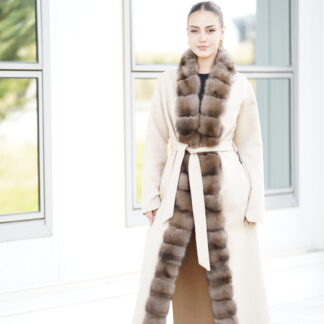 Elevate Your Winter Wardrobe with Cashmere Coat with Real Sobol Fur, Women’s Elegant Outerwear