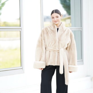 Elevate Your Winter Wardrobe with Real Palomino Mink Fur Coat, Women’s Elegant Outerwear