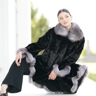 Elevate Your Winter Wardrobe with Real Mink Blackglama Fur Coat with Fox Fur Trim, Women’s Elegant Outerwear