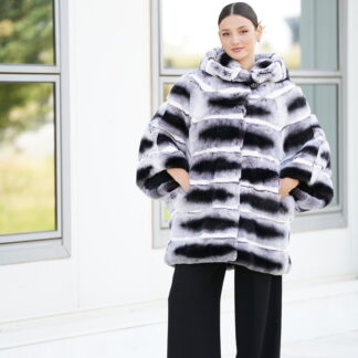 Elevate Your Winter Wardrobe with Real Rex Rabbit Fur Coat, Women’s Elegant Outerwear