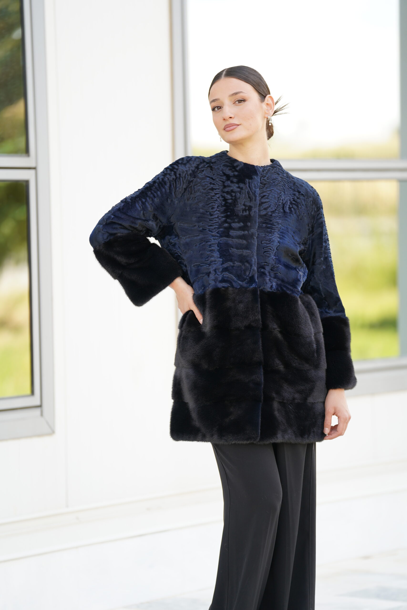 Elevate Your Winter Wardrobe with Real Swakara and Mink Fur Coat, Women’s Elegant Outerwear - Image 3