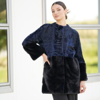 Elevate Your Winter Wardrobe with Real Swakara and Mink Fur Coat, Women’s Elegant Outerwear
