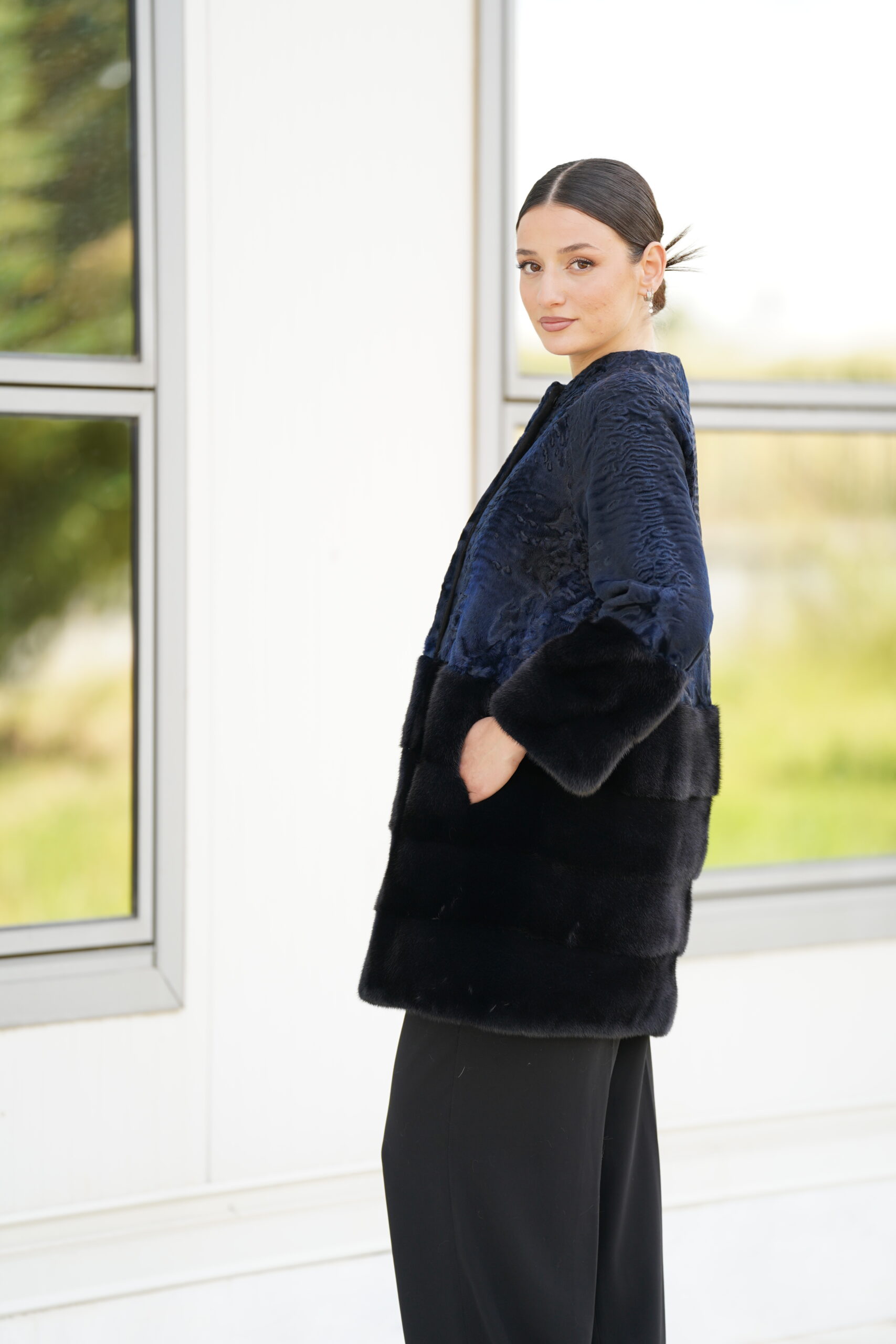 Elevate Your Winter Wardrobe with Real Swakara and Mink Fur Coat, Women’s Elegant Outerwear - Image 4