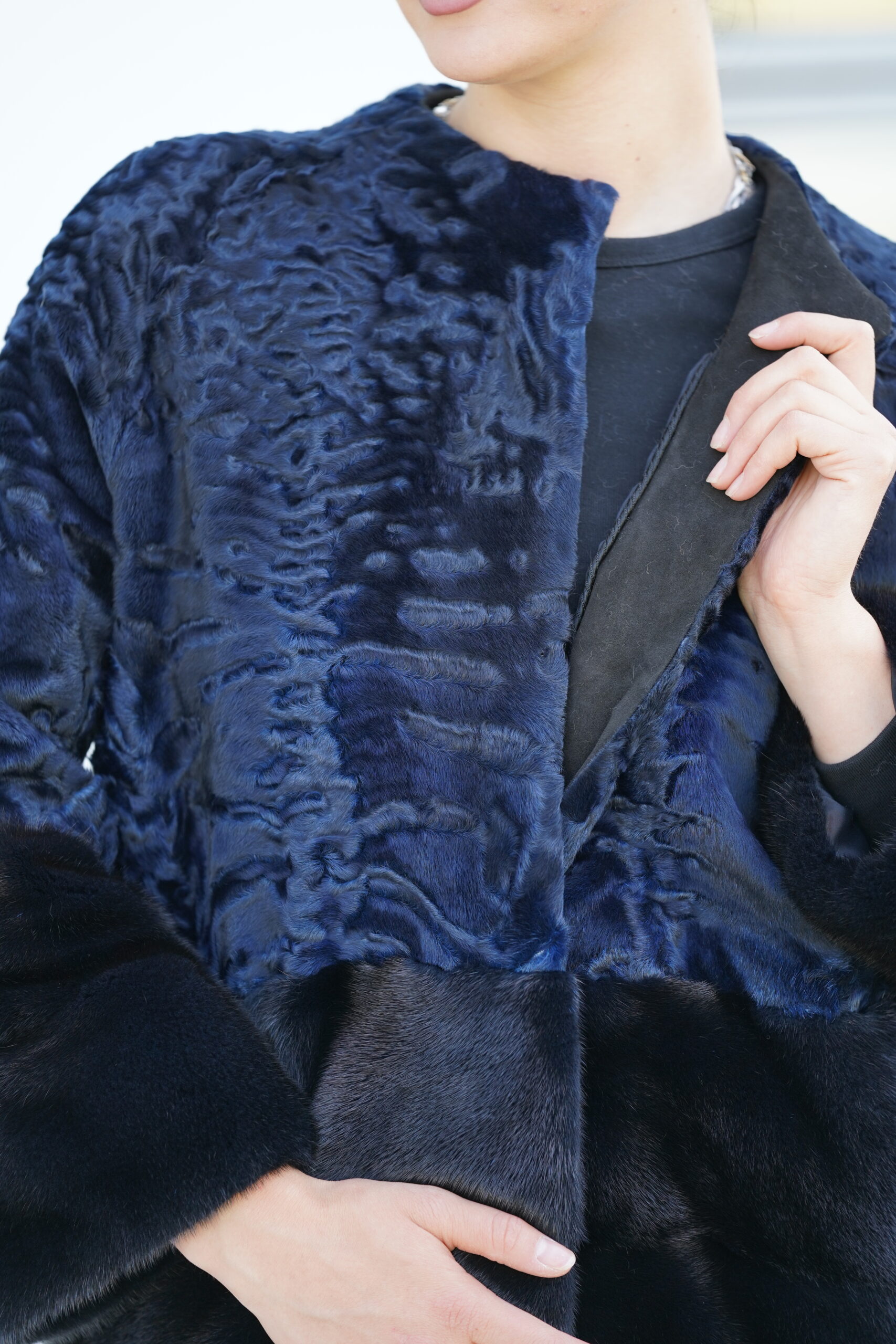 Elevate Your Winter Wardrobe with Real Swakara and Mink Fur Coat, Women’s Elegant Outerwear - Image 7