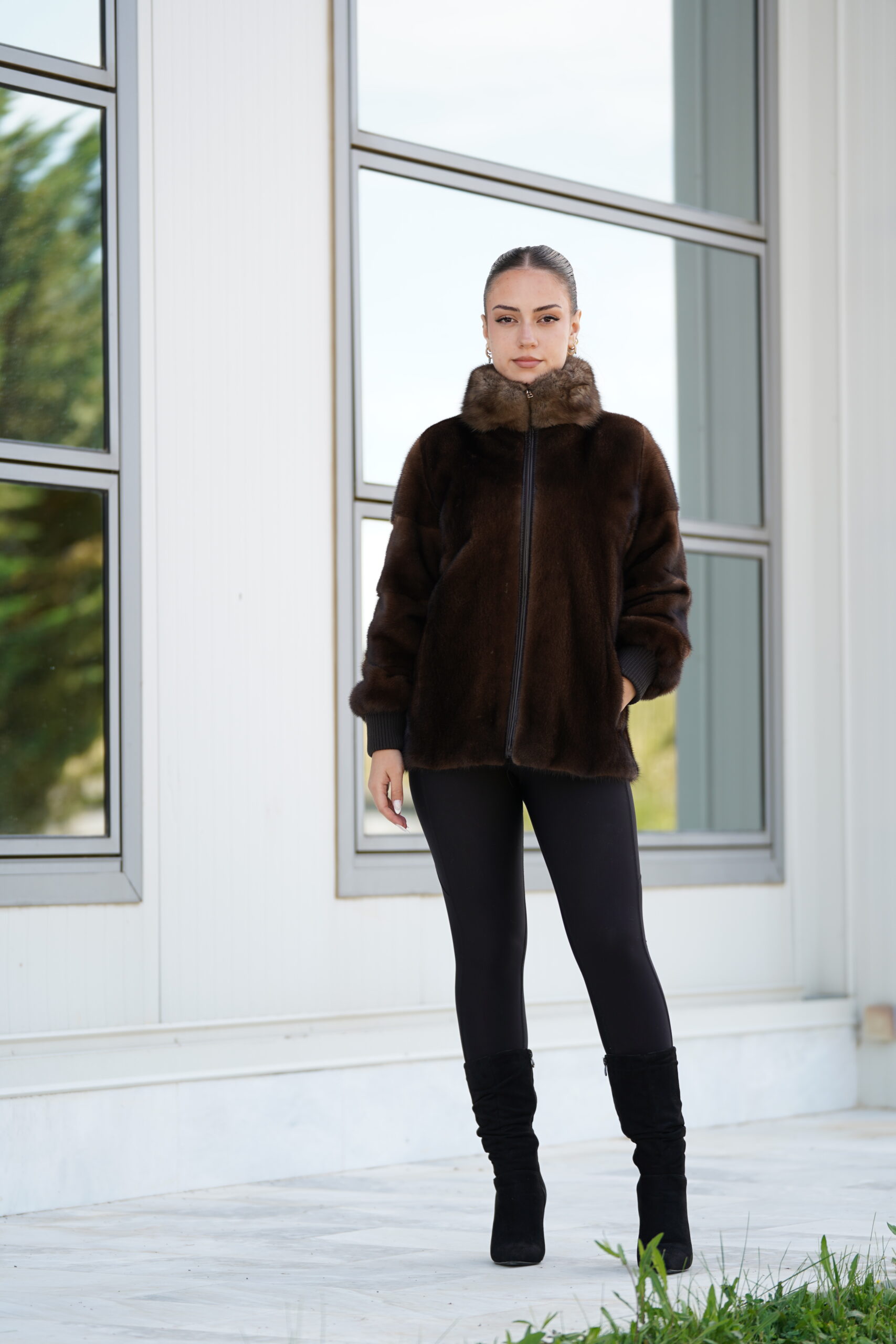 Elevate Your Winter Wardrobe with Real Mink Fur Coat with Sobol Fur, Women’s Elegant Outerwear