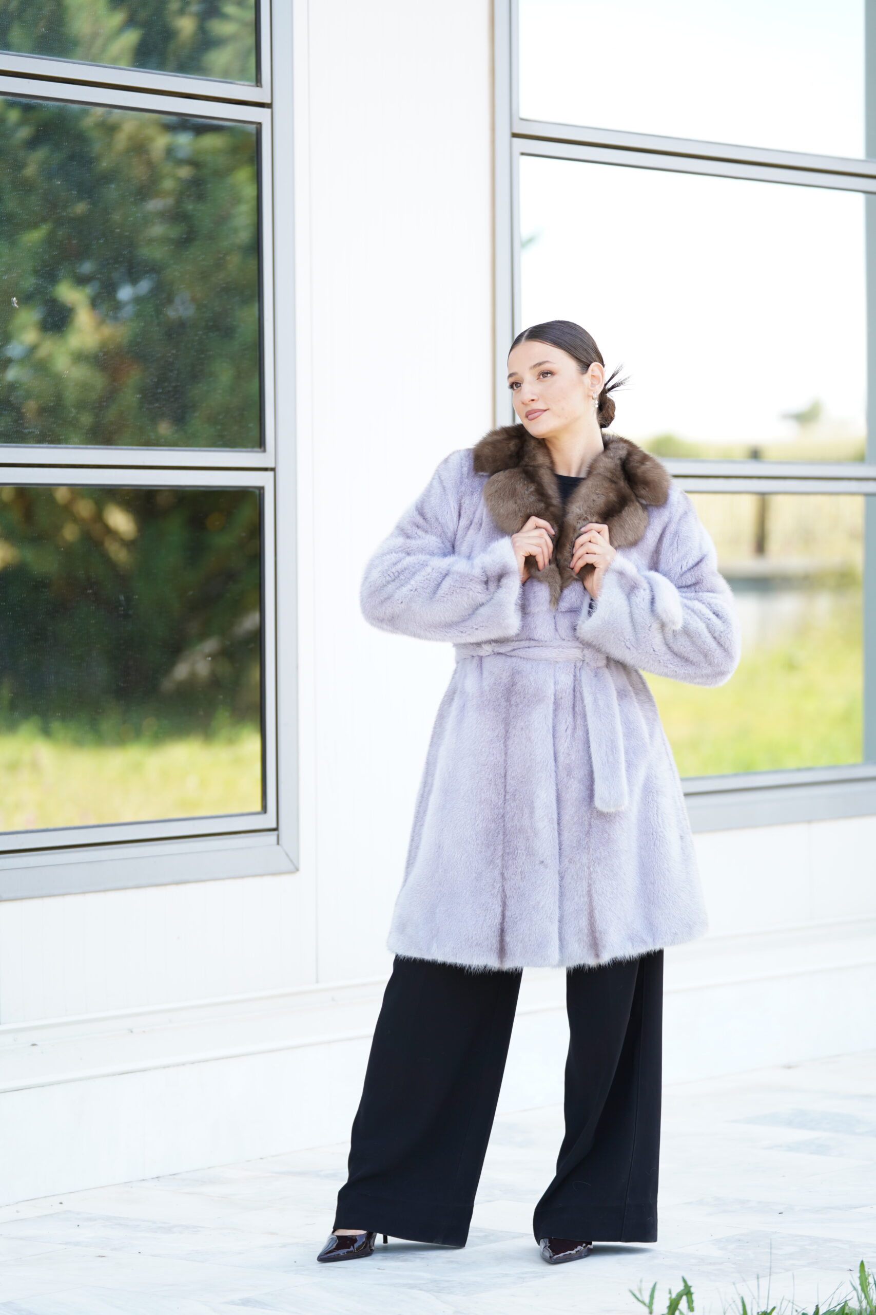 Elevate Your Winter Wardrobe with Real Mink Fur Coat with Sobol Fur, Women’s Elegant Outerwear